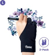 Pcasso® Tekenhandschoen - 2 stuks - Large - Tablet Handschoen - Tekenhandschoen Tablet - Voor Tekenen & Schilderen - Geschikt voor Hobby & Kunst - Zwart
