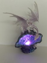 Draken beeld mooi draakje op een kristal met ledlicht geeft steeds andere kleur van Mayer Chess  24x17x10 cm