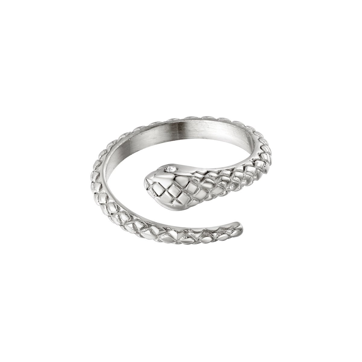 YWG - Ring Slang Structuur - Zilver - Stainless steel