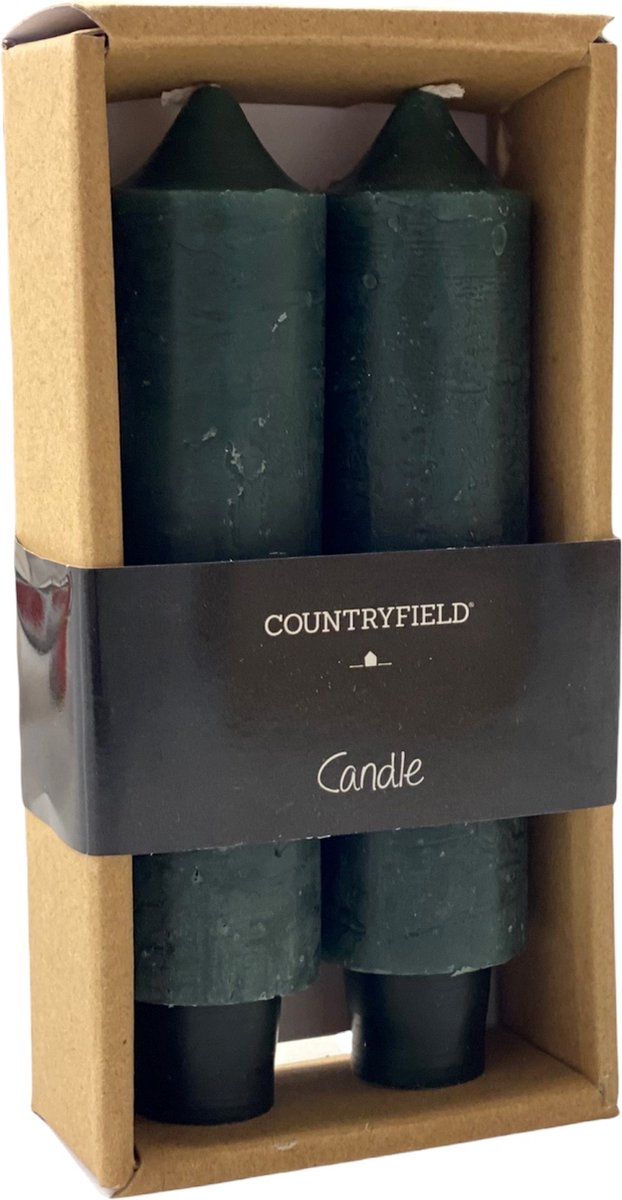 Countryfield Set van 2 kaarsen Countryfield 15,5 cm | Donkergroen