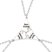 Bixorp Friends BFF Ketting voor 3 met Zilverkleurige Puzzelstukjes Driehoek - Vriendschapsketting Meisjes - Best Friends Ketting Vriendschap Cadeau voor Drie