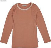 Organisch Katoen Truitje Kant / Ribbed Long Sleeve With Lace | Maat 116 Deep Toffee | Blossom Kids