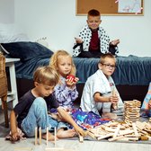 Holtaz® - Houten Blokken voor Kinderen Bouwblokken - Houten Speelgoed Set blokken voor Kinderen -  Praktische Katoenen Zak 300 stuks