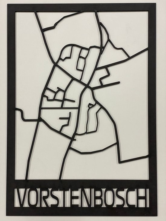 Vorstenbosch - Houten Kaart - Muurdecoratie - City Map - Plattegrond - Formaat 27.5x37.5 cm - Zwart Hout