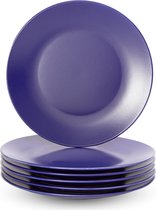 Spark Porseleinen Borden – 26 cm diameter – Set van 2 – Ontbijt, Lunch, Dinner, Pizza Borden – Mat Blauw