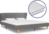 Bed Met Traagschuim Matras Stof Lichtgrijs 90X200 Cm