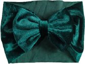 Velvet Haarband Emerald Groen Strik | Fluweel Velours Stof | Baby Peuter Kind | 0 t/m 4 jaar | Kerst Oud en Nieuw Feest