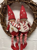 Kerstfiguren Vilt op krans - Meisjes - Set van 2 stuks -20x20x3 cm-  Kerstdecoratie – Seizoens decoratie