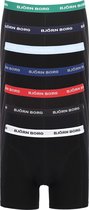Björn Borg boxershorts Essential  (7-pack) - heren boxers normale lengte - zwart met gekleurde tailleband -  Maat: L