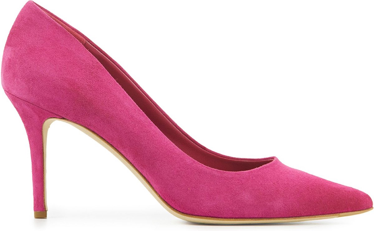 Lina Locchi Pumps / Stiletto Dames / Damesschoenen - Suède - Blokhak hoogte 8 cm - L1126 - Roze - Maat 39