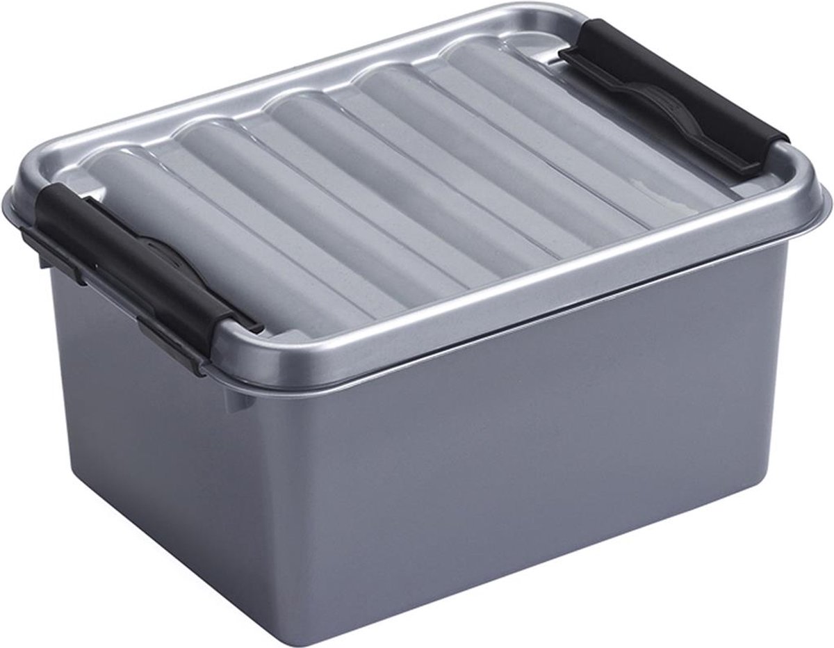 Sunware - Q-line opbergbox 2L metaal zwart - 20 x 15 x 10,4 cm
