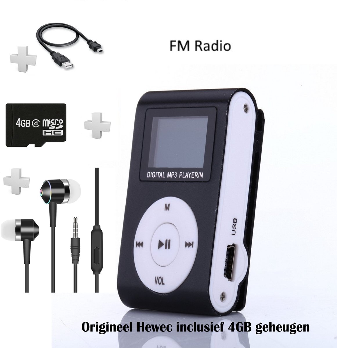 Hewec MP3 speler display 4GB - Zwart | bol.com