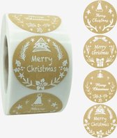 Kerststickers op rol - 500 stuks !! - Stickers Kerstmis - Sluitstickers Kerst - Merry Christmas - Christmas Stickers - kadootje - cadeau - Kerst - kadostickers