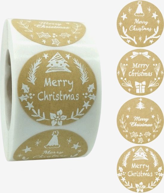 Foto: Kerststickers op rol 500 stuks stickers kerstmis sluitstickers kerst merry christmas christmas stickers kadootje cadeau kerst kadostickers