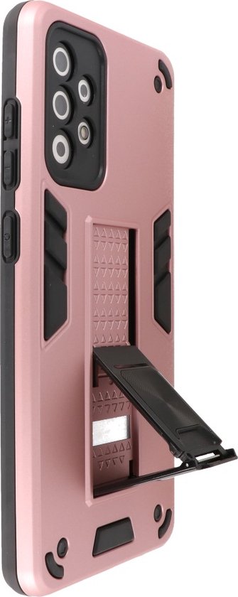 Coque pour Samsung Galaxy A72 5G - Coque rigide Tough Armor - Coque pour téléphone avec fonction de support - Coque arrière Bestcases - Rose