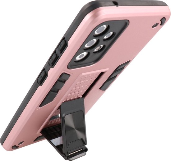 Coque pour Samsung Galaxy A72 5G - Coque rigide Tough Armor - Coque pour téléphone avec fonction de support - Coque arrière Bestcases - Rose
