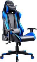 GTPLAYER Gaming stoel bureaustoel Gamer Ergonomische stoel verstelbare armleuning uit een stuk stalen frame verstelbare kantelhoek (zwart-blauw)