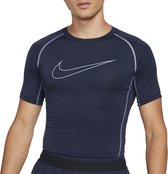 Nike Pro Dri-FIT Sportshirt - Maat XL  - Mannen - donker blauw/wit