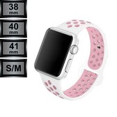 RipaWare Sport Watch bandje - Compatible met Apple - Silicone - 38, 40, 41mm - S/M - wit / roze