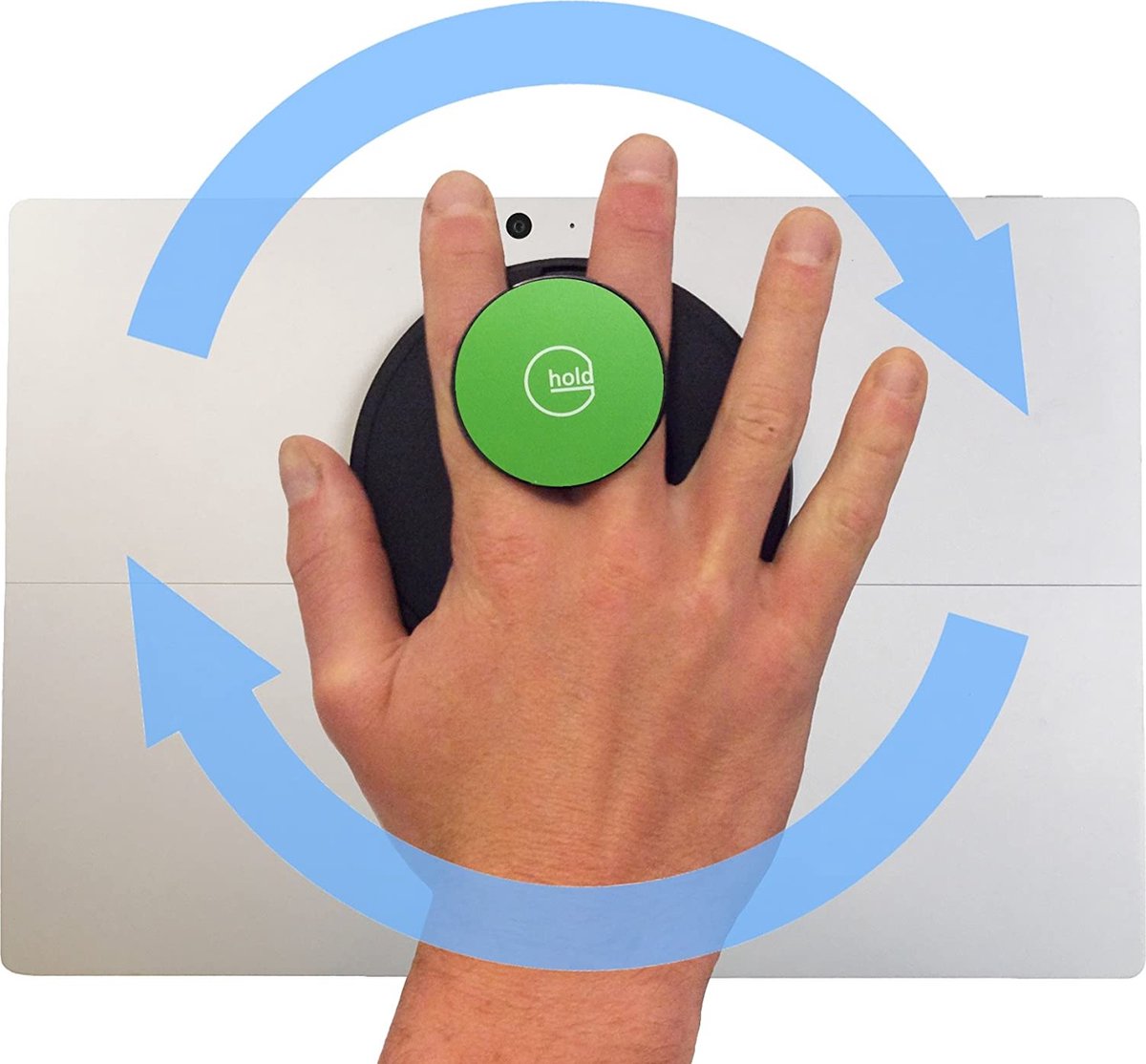Velcro G-Hold Tablethouder - Popsocket – Ipad Houder – E-reader Houder - zwart - groen