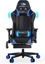 Southern Wolf Gamingstoel | Gaming Chair | Race Stoel | Bluetooth Speaker en Massagefunctie | Verstelbaar | Blauw-Zwart