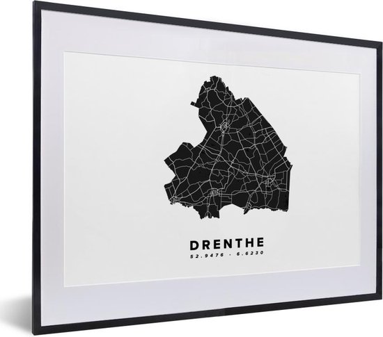 fotolijst-incl-poster-drenthe-kaart-nederland-wit-40x30-cm