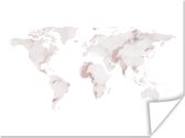 Wereldkaarten - Wereldkaart - Marmer - Roze - 80x60 cm