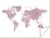Poster Wereldkaart - Rose - Design - 160x120 cm XXL