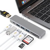 SAMMIT®  7 in 1 USB C Hub - 3x USB 3.0 - 4K HDMI - USB-C Oplader - SD/TF Kaart - Power Delivery – Grijs