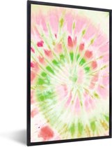 Fotolijst incl. Poster - Tie dye - Groen - Roze - 80x120 cm - Posterlijst