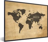 Affiche avec cadre Wereldkaart - Rétro - Marron - 80x60 cm