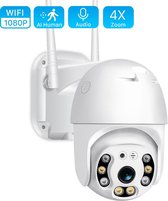 TKMARS Beveilgingscamera - Wifi Smart - Waterdicht - IP66 - Draai- en kantelbaar - 1080P - Wit