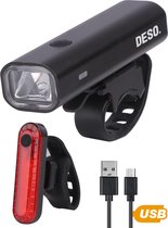 DesoMax® Fietsverlichting Set  USB Oplaadbaar  Heldere Fietslamp - Voorlicht - Achterlicht - Koplamp - Achterlamp