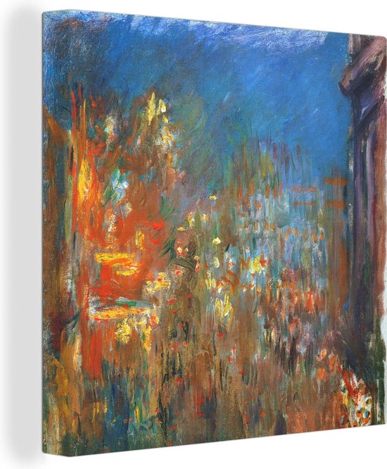 Canvas Schilderij Leicester square in de nacht - Claude Monet - 90x90 cm - Wanddecoratie