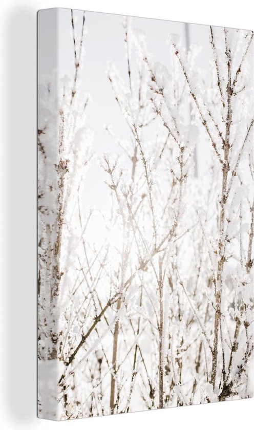Canvas schilderij 120x180 cm - Wanddecoratie Sneeuw - Winter - Natuur - Muurdecoratie woonkamer - Slaapkamer decoratie - Kamer accessoires - Schilderijen - Kerstdecoratie voor Binnen - Kerstdecoratie Woonkamer - Kerstdecoratie in Huis