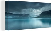 Canvas schilderij 160x80 cm - Wanddecoratie Zee - Berg - Noorwegen - Muurdecoratie woonkamer - Slaapkamer decoratie - Kamer accessoires - Schilderijen