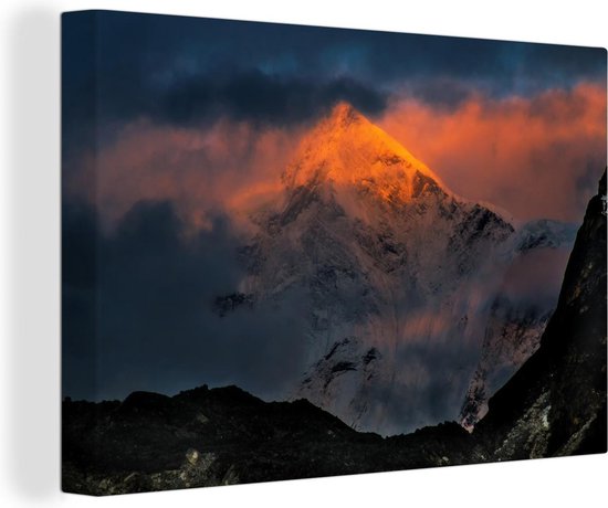 Zonsondergang Himalaya Canvas - Foto print op Canvas schilderij (Wanddecoratie)