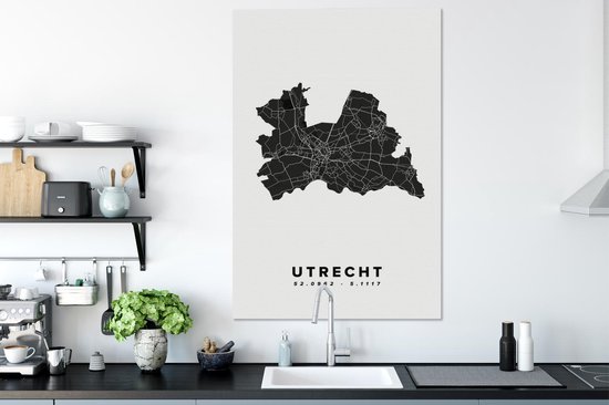 Tableau sur toile Utrecht - Nederland - Carte - 90x140 cm - Décoration murale