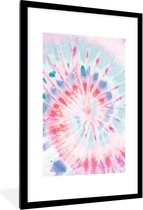 Fotolijst incl. Poster - Tie dye - Blauw - Roze - 80x120 cm - Posterlijst