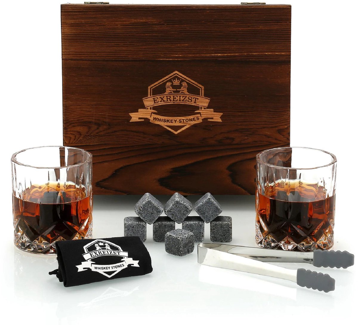 Whiskey Set - Stones - Glazen - Karaf - Whiskeyglazen - Proeverij Pakket - Stenen - Vaderdag - Verjaardag - Cadeau Idee
