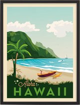 Poster met lijst Vintage Hawaï - 30 x 40