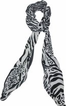 Scrunchie met sjaal - zebra - zwart/wit