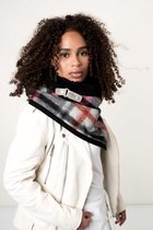 Ziva Stolt sjaal, zwarte ruit met gekleurde streep en zwarte teddy