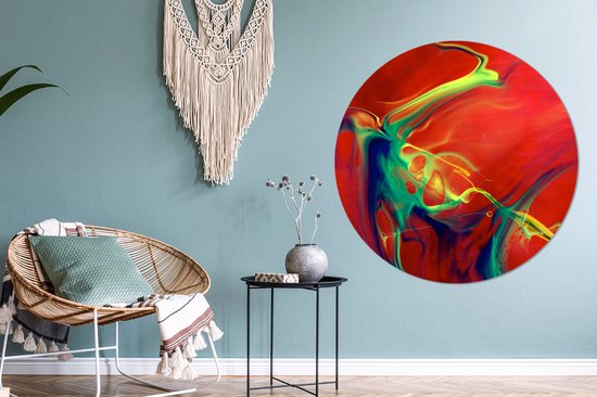 WallCircle - Wall Circle - Wall Circle Indoor - Art - Encre - Couleurs - Psychédélique - 120x120 cm - Décoration murale - Peintures Ronds XXL