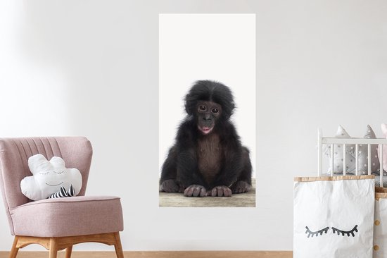 Muursticker enfant - Sticker enfant - Décoration chambres d'enfants - Enfant - Singe - Chimpanzé - Bébé animaux - Garçons - Meiden - 60x120 cm