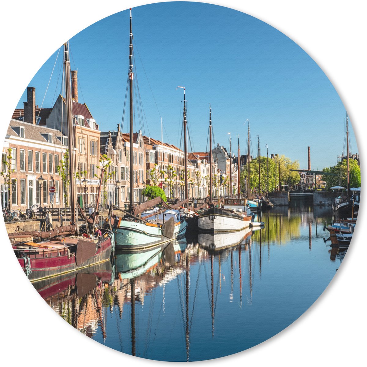 Muismat rond 20x20 cm - Mousepad Rotterdam - Zomer - Boot - Ronde muismatten