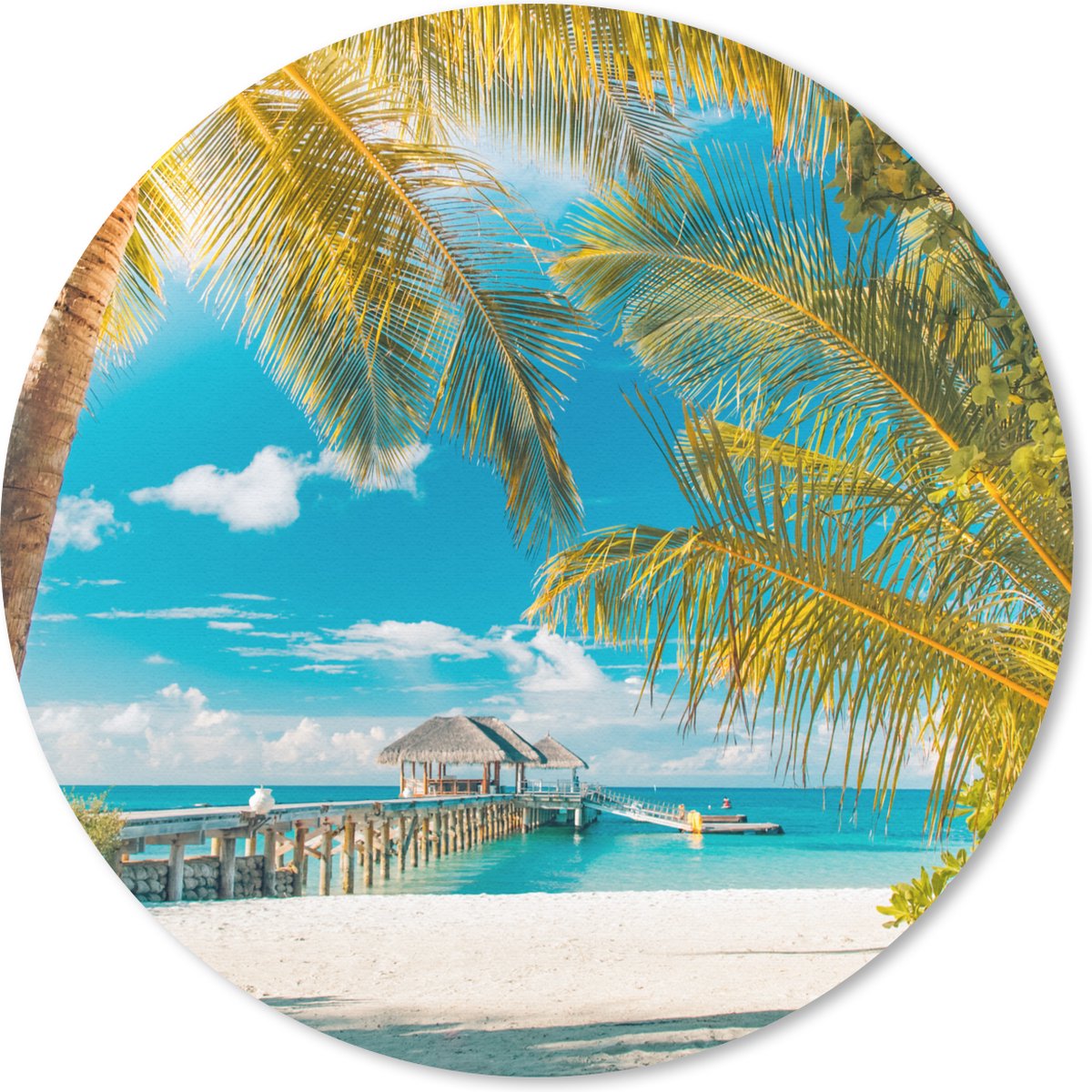Muismat rond 20x20 cm - Mousepad Tropisch - Strand - Palmboom - Ronde muismatten