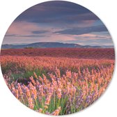 Muismat - Mousepad - Rond - Lavendelveld bij een kalme zonsondergang - 20x20 cm - Ronde muismat