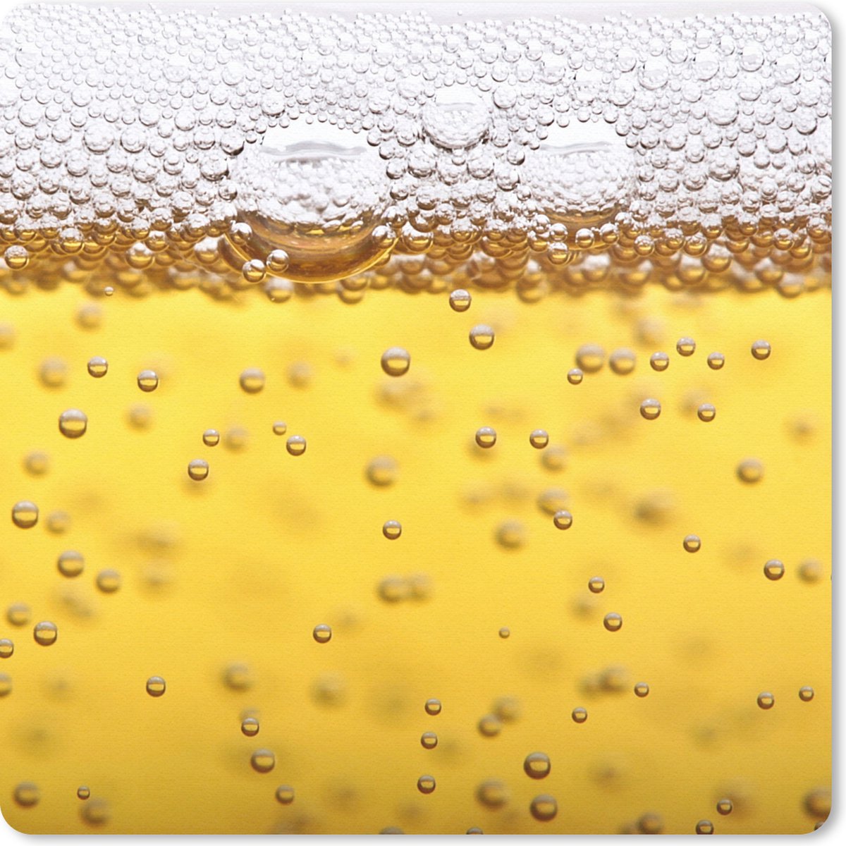 Muismat 20x20 cm - Mousepad Bierbubbels in glas met bier - Muismatten