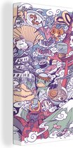 Canvas Schilderij Illustratie Japanse cultuur - 20x40 cm - Wanddecoratie